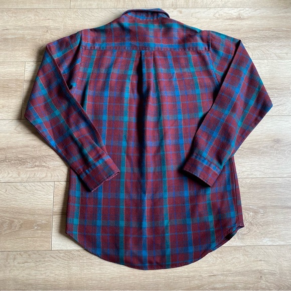 Vintage flannel like button down long sleeve shirt retro plaid - Picture 2 of 6